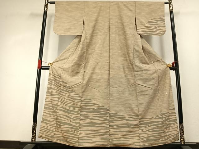 長閑やかさ屋御召しもの●短い訪問着 紬地 執筆者物 幾何学学文様 正絹 珠玉 AABJ4091fy