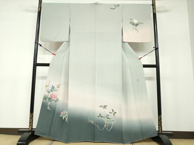 平和屋着物●十日町 加賀草木友禅の第一人者 田村哲彦 訪問着 草花文 暈し染め 正絹 逸品 DABF1191ud|平和屋