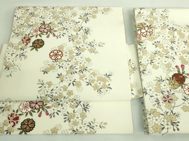平和屋着物●極上　つけ帯　雪輪舞桜　金彩　縮緬地　逸品　DZAB2892kh6｜平和屋