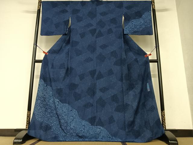 楽天市場】平和屋着物○藍染作家 喜多野良造 訪問着 花蝶唐草文