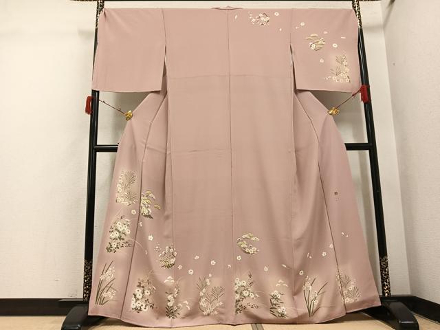 長閑やかさ屋御召しもの●京加賀友禅 松本健一 短い訪問着 顕花植物文 暈し染め 正絹 珠玉 AABI7358ph