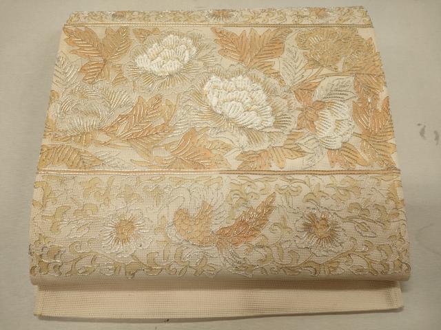 平和屋着物＊夏物 太鼓柄袋帯 駒刺繍 鳳凰花唐草文 正絹 逸品 CAAW9060oy｜平和屋