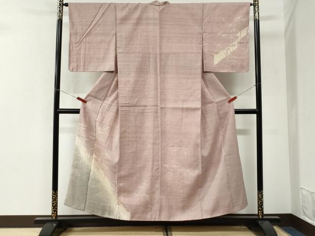 平和屋着物●訪問着　生紬　ろうけつ染　笹竹文　正絹　逸品　未使用　CABI3488yc｜平和屋
