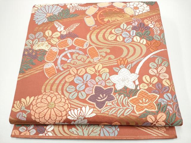長閑やかさ屋御召しもの●六通柄袋帯 唐織 水流花文 現ナマ糸 正絹 珠玉 CABG6171hy