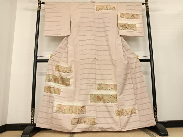 平和屋着物●訪問着 紬地 色紙草花文 暈し染め 金彩 正絹 逸品 AABF0304fy|平和屋