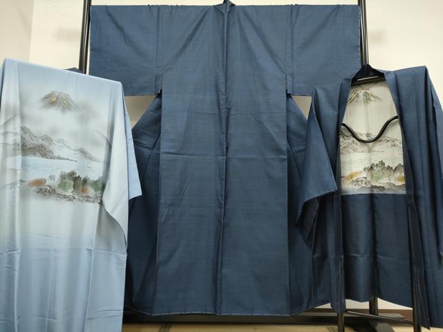 長閑やかさ屋御召しもの■御前上等 成人男性 発祥地大島紬 合奏団 キングサイズ 長羽織・長襦袢(袷)書き割り 100亀甲 総端っこ 珠玉 未当て嵌める DZAB2748kh6