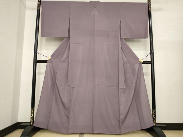 長閑やかさ屋御召しもの＊夏物 色無地 絽 グレープ薄墨色 正絹 珠玉 AABI7120ck