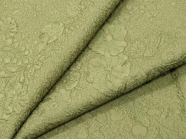 平和屋着物●上質な色無地 辻が花地紋 草色 正絹 逸品 CABD8838gh|平和屋