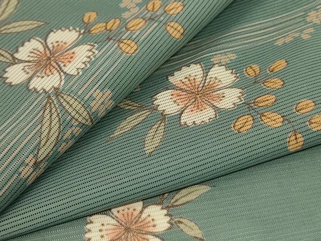 長閑やかさ屋御召しもの＊夏物 小紋 絽 被子植物文 洗える御召しもの AABB6771jd
