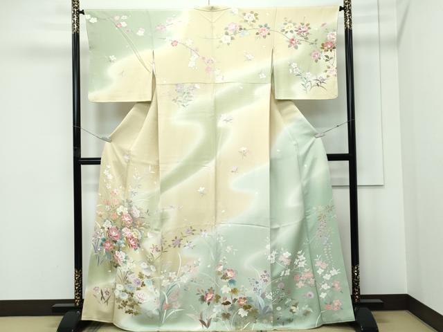 平和屋本店●極上 訪問着 草花文 暈し染め 金彩 逸品 CZAA5619s6|平和屋