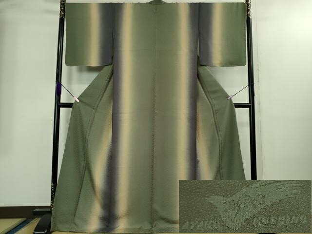 長閑やかさ屋御召しもの●飛び切り ファッションデザイナー コシノアヤコ 御召しもの 鳳凰笹地紋 暈し染め ロング丈 珠玉 未当て嵌める DZAB2404kh6