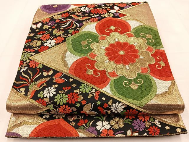 楽天市場】平和屋着物◎六通柄袋帯 唐織 舞蝶花唐草文 黒地 金銀糸