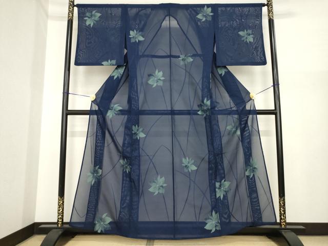 長閑やかさ屋御召しもの＊夏物 小紋 紗 舞花文 正絹 珠玉 AABI7147ck