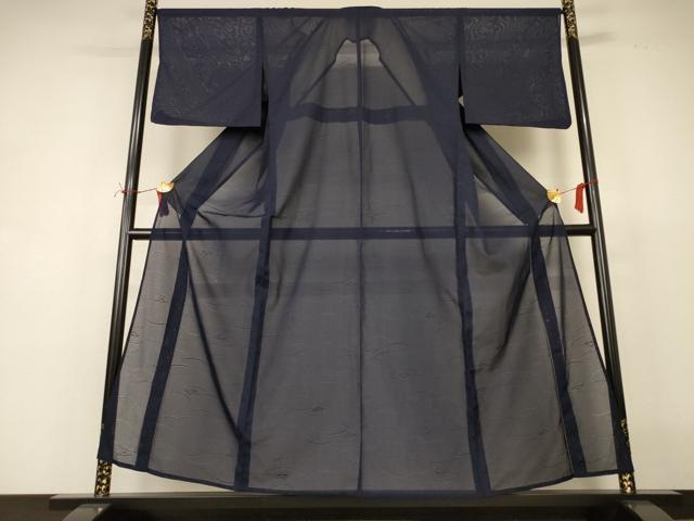 長閑やかさ屋御召しもの＊夏物 色無地 絽 芝紋紗 青赤銅色 正絹 珠玉 AABI7765jd