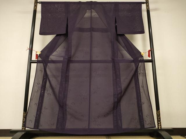 長閑やかさ屋御召しもの＊夏物 色無地 絽 笹紋紗 黒紅色 正絹 珠玉 AABI7768jd