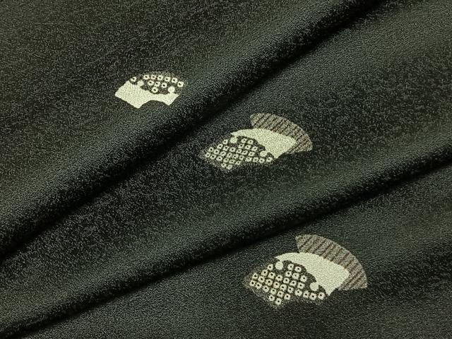 長閑やかさ屋御召しもの●飛び切りな小紋 西洋紙文 黒地 正絹 珠玉 AABI1347fy