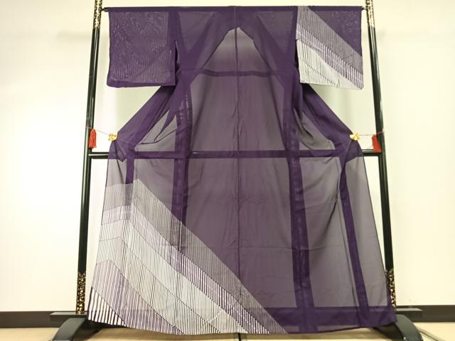 長閑やかさ屋御召しもの＊夏物 短い訪問着 絽 斜縞 正絹 珠玉 AABF5908fy