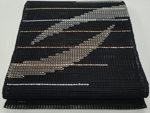平和屋着物*夏物 八寸名古屋帯 羅 霞吉祥文 黒地 正絹 逸品 CAAW5482fb|平和屋