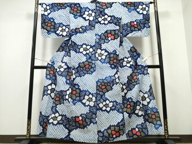 平和屋着物∴夏物 浴衣 有松鳴海絞り 枝花文 綿 逸品 CAAY4472ng|平和屋
