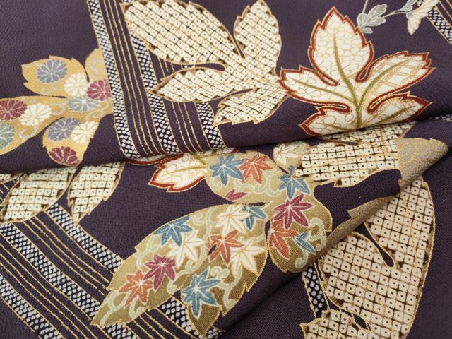 平和屋着物●上質な小紋　草花文　金彩　鬼しぼ縮緬　鈴乃屋扱い　正絹　逸品　未使用　CABG5412ut｜平和屋