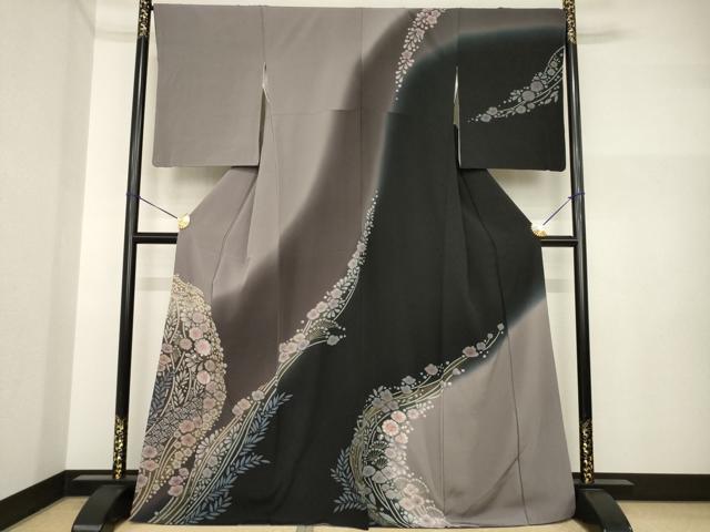 平和屋着物●訪問着　辻が花　舞花文　暈し染め　金彩　正絹　逸品　AABI4407ck ｜平和屋