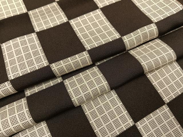 平和屋着物●上質な小紋 市松文 鉄黒色 正絹 逸品 AABH2064ph