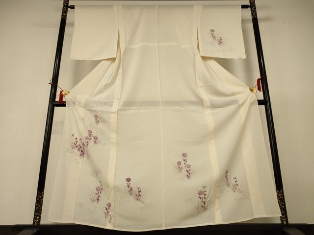 平和屋着物＊夏物 訪問着 絽 手描き 流水草花文 金彩 正絹 逸品 AABH9395jd｜平和屋