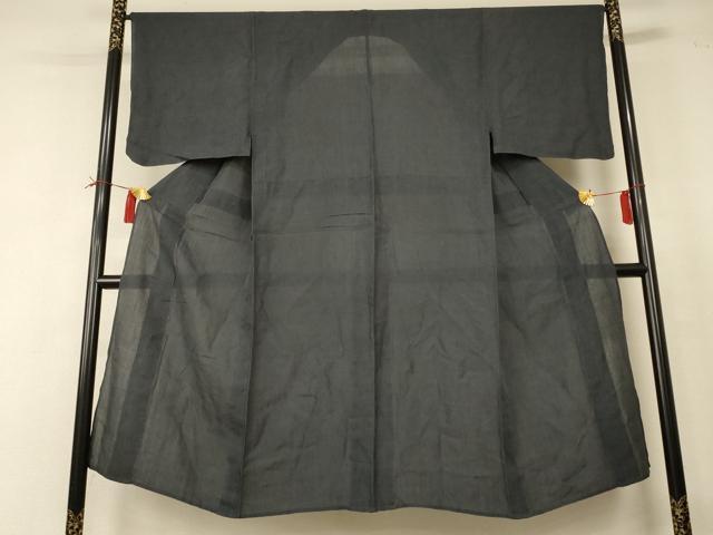 平和屋着物*夏物 男性 小千谷ちぢみ 色無地 藍墨茶色 麻 逸品 AABI0679jd|平和屋