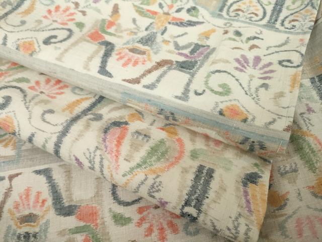 平和屋着物●本場小千谷紬 人物文 正絹 逸品 未使用 AABI4408ck|平和屋