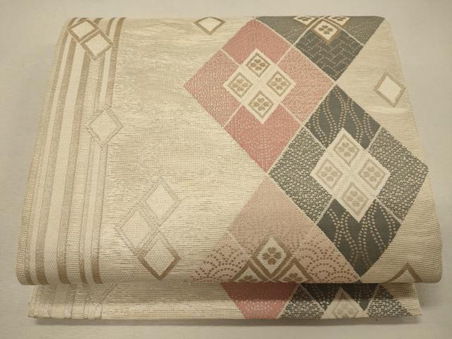 平和屋着物＊夏物 六通柄袋帯 みずおと 菱吉祥文 金糸 正絹 逸品 CAAW9052oy｜平和屋