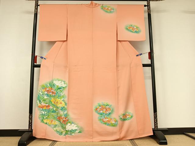 長閑やかさ屋お召しもの▽短い訪問着 単衣 被子植物文 暈し染め 正絹 珠玉 AABI2161jh レディースファッション-着物