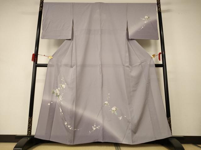 長閑やかさ屋御召しもの＊夏物 短い訪問着 絽 被子植物文 暈し染め 正絹 珠玉 AABD4555jd