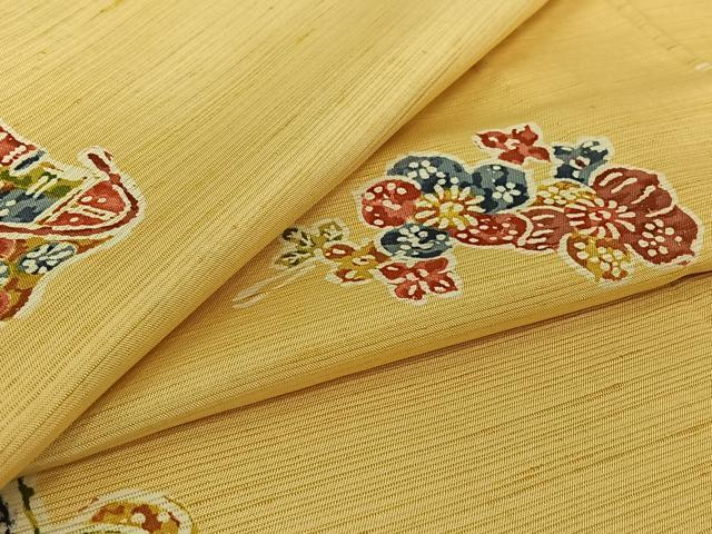 平和屋着物▽上質な紬　単衣　草花文　正絹　逸品　AABI2162jh｜平和屋 23,400円