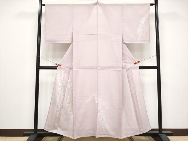 長閑やかさ屋御召しもの＊夏物 短い訪問着 絽 枝垂れ花文 銀彩 正絹 珠玉 未当て嵌める CABF2706tx