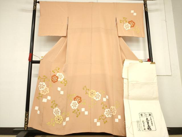 平和屋着物●銀座　志ま亀　訪問着　花唐草文　たとう紙付き　正絹　逸品　AABF1388ck｜平和屋