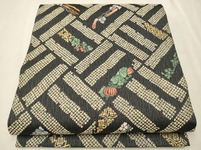 平和屋着物○六通柄袋帯 金色繭 新小石丸 七宝花文 正絹