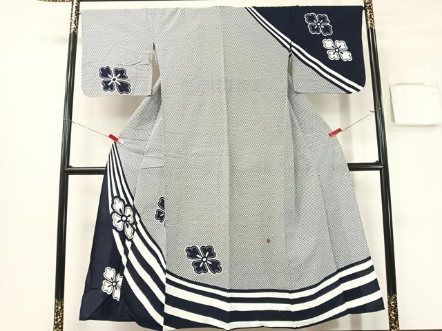 長閑やかさ屋御召しもの▽短い訪問着 単衣 鹿の子花菱文 綿 珠玉 CABG7627vp