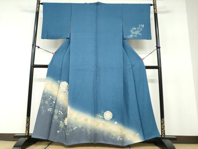 長閑やかさ屋御召しもの●短い訪問着 正倉院被子植物文 暈し染め 金彩 三越取りまわし 正絹 珠玉 DABD9762ud