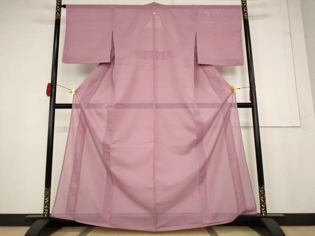 長閑やかさ屋御召しもの＊夏物 色無地 絽 長春色 洗える御召しもの AABB0592st