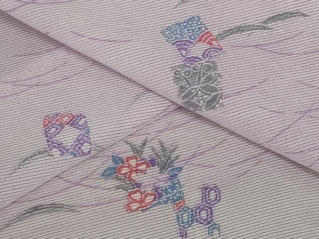 長閑やかさ屋御召しもの＊夏物 小紋 絽 芝花文 洗える御召しもの AABB0594st