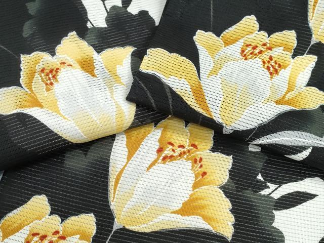 長閑やかさ屋御召しもの∴夏物 浴衣・小紋兼用 綿絽 顕花植物文 綿 珠玉 CABE9095ng