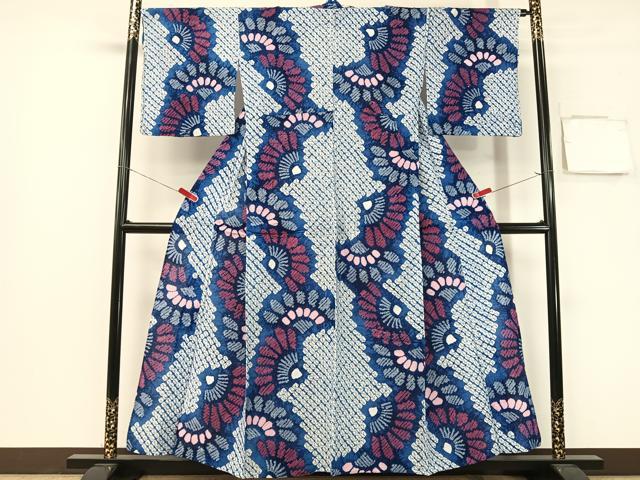 長閑やかさ屋御召しもの∴夏物 浴衣 有松鳴海絞り 花扇 綿 珠玉 CABG7641vp