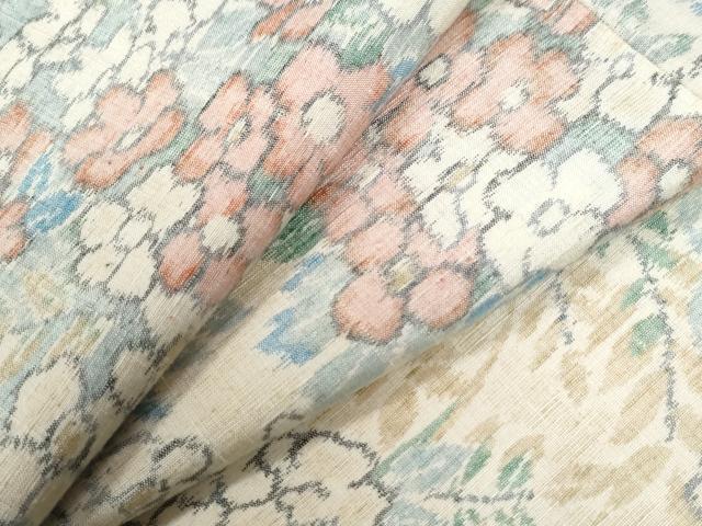 長閑やかさ屋御召しもの●小千谷紬 枝花文 正絹 珠玉 CABE2156yc