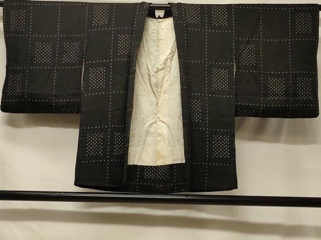 平和屋着物#羽織 絞り 格子柄 黒地 正絹 逸品 CABF8824in|平和屋