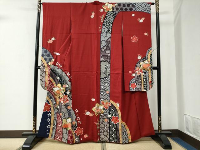 平和屋着物●豪華振袖　雪輪舞桜花車文　金彩　正絹　逸品　CABC7181yc｜平和屋