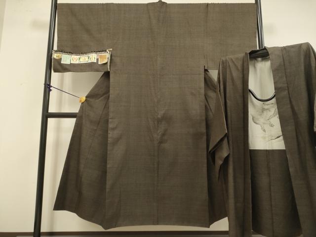 長閑やかさ屋中央局●滅多に無い 成人男性 発祥地結城紬 意味有りげ無形文化財 合奏団 長羽織 160亀甲 総端っこ 羽裏・猪 証紙付き添い人 珠玉 DZAB4723kh6