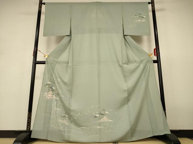 長閑やかさ屋お召しもの＊夏物 短い訪問着 絽 見晴らし文 正絹 珠玉 AABH9377jd レディースファッション-和服-着物