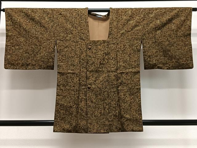 長閑やかさ屋御召しもの＃道行厚地の外套 地紋起こし 舞花文 正絹 珠玉 CABE5027ua
