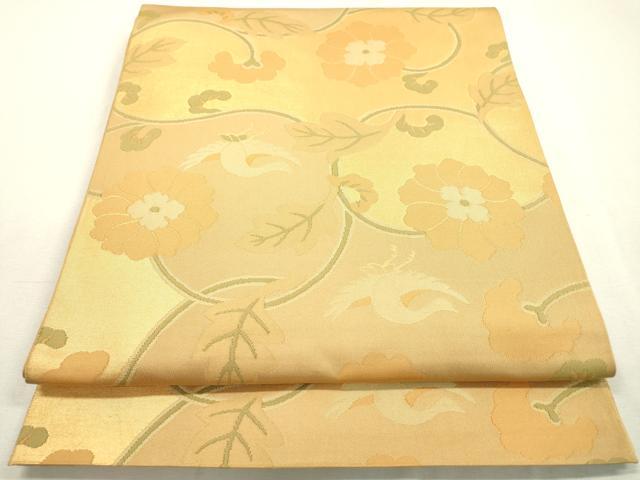平和屋着物●京都の和装業の老舗一門　千切屋　六通柄　本袋帯　切金錦　花鳥唐草文　金糸　正絹　逸品　DABD5793fe｜平和屋