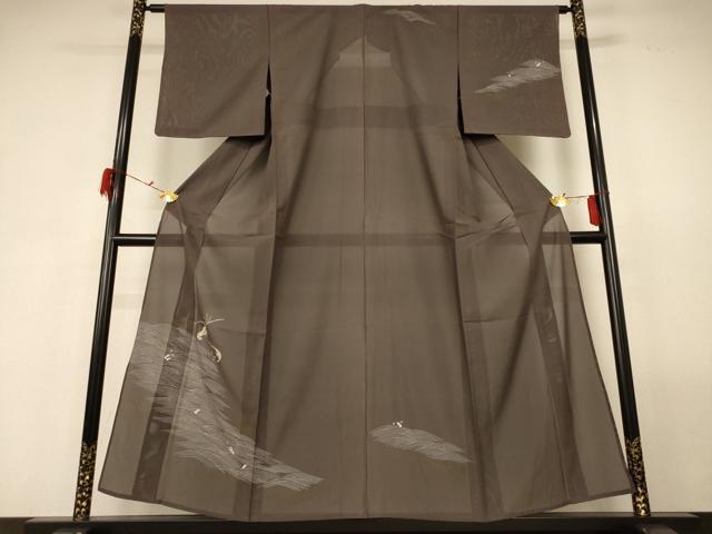 長閑やかさ屋御召しもの＊夏物 短い訪問着 絽 立波文 蝦 金彩 正絹 珠玉 AABF6919jd